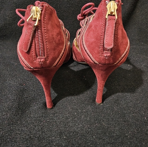 Nine West Burgundy Mayeff Ankle Tie Pump - Size 9M - Picture 6 of 10